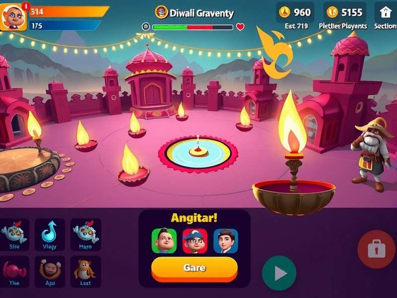 Diwali Brawl Fest gameplay screenshot showing festive battle arena